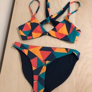 Reversible Marine Layer Geometric Patter Bikini